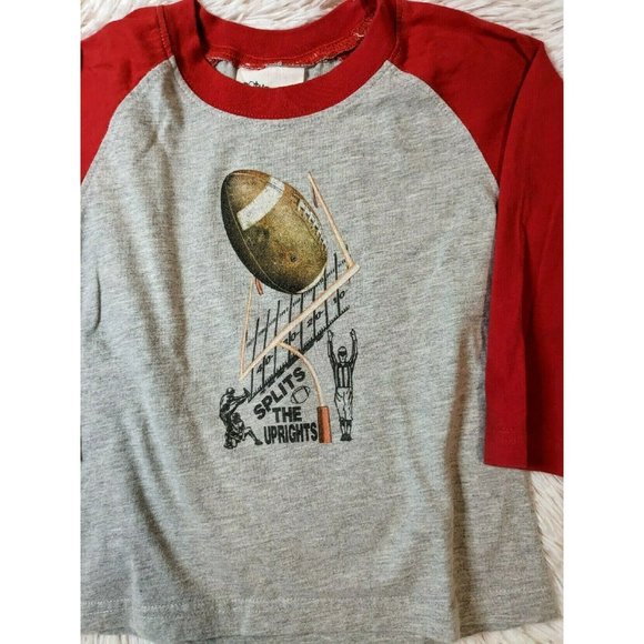 Bottlecaps Football Split the Uprights Grey Red Raglan Top 12-18 months - Picture 3 of 5